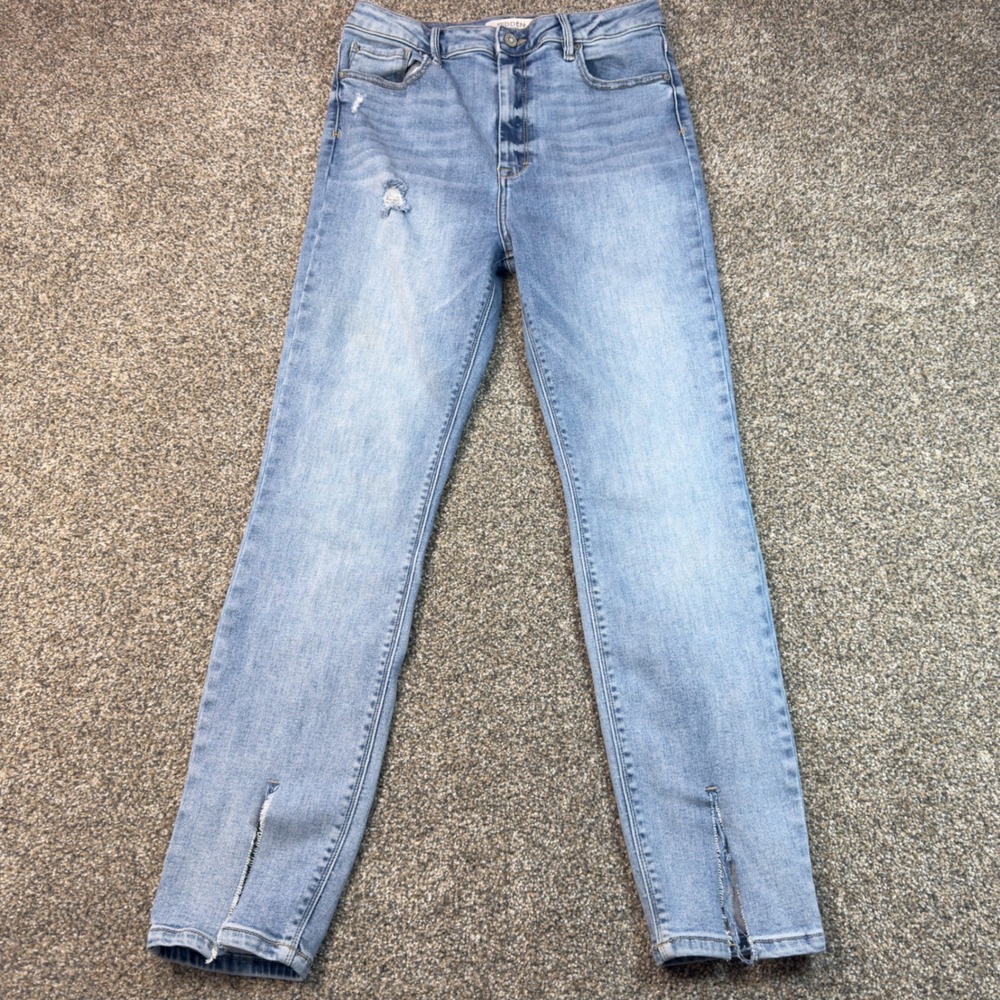 Hidden Jeans Los Angeles Light Wash High Rise Distressed Skinny Jeans Front Slit